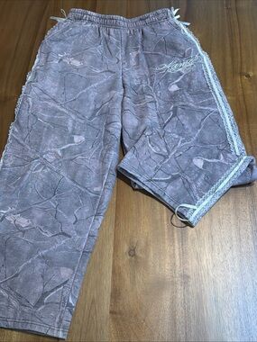 Named Collective Pink Camo Lace Trim Wide Leg Forbidden Sweatpants Snow Camo S